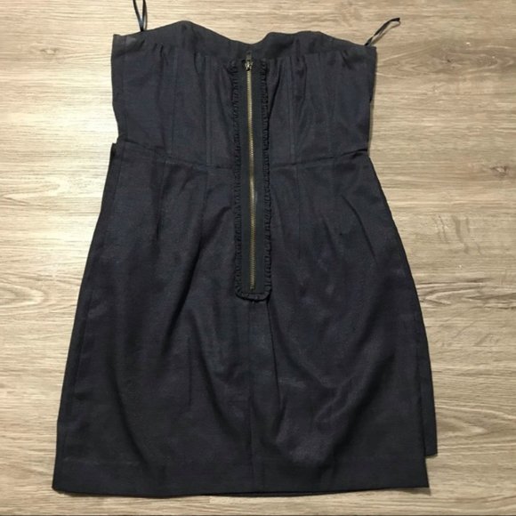 Double Zero Dark Blue Strapless Dress Bow Front - Picture 2 of 3